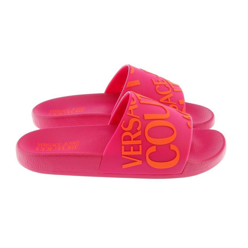 Versace Jeans Couture Fushia Orange Signature Pool Slide - Picture 2 of 4